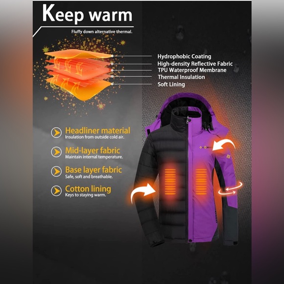 Women's Waterproof 3-in-1 Ski Snow Jacket Puffer Liner Insulated Winter Coat NEW - Picture 5 of 9